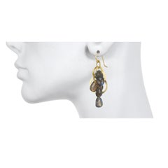 18K Gold Multi-Loop Light Umba Sapphire Briolette Earrings