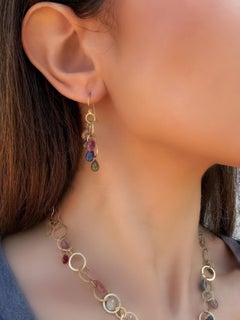 18K Gold Multi-Loop Light Umba Sapphire Briolette Earrings