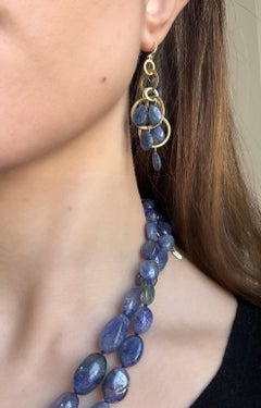 18K Gold Multi-Loop Light Umba Sapphire Briolette Earrings