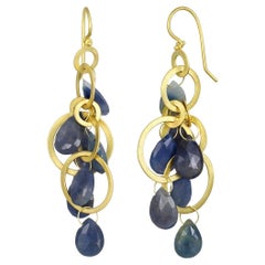 18K Gold Multi-Loop Light Umba Sapphire Briolette Earrings