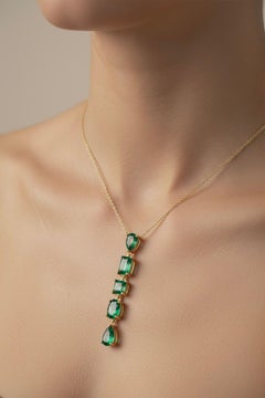 18K Gold Multi-Stone Colombian Emerald Pendant 3.50 Carats