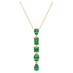 18K Gold Multi-Stone Colombian Emerald Pendant 3.50 Carats