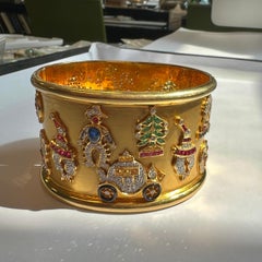 18k Gold Multicolor Gemstones Bangle Bracelet