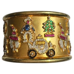 18k Gold Multicolor Gemstones Bangle Bracelet