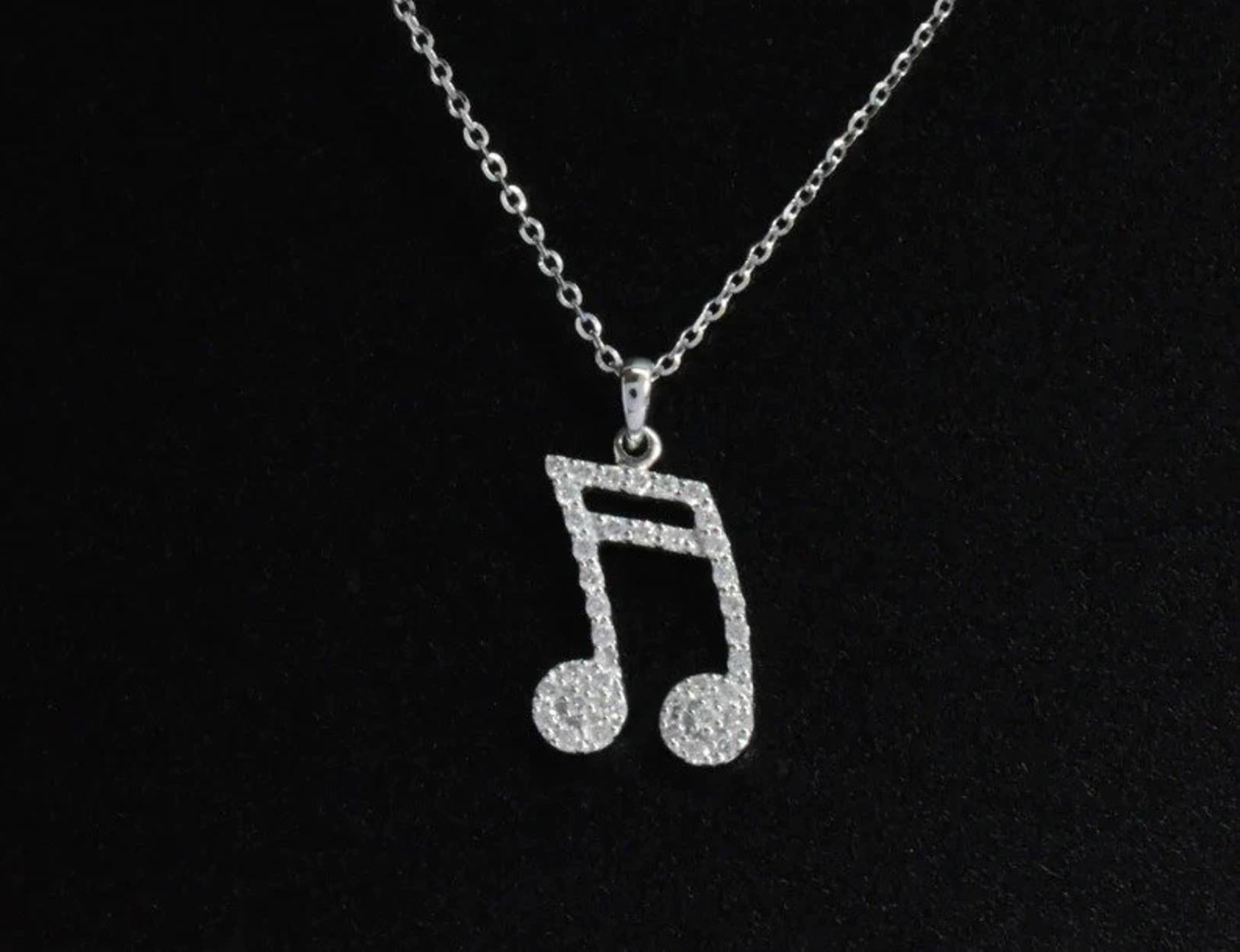 music note pendant silver