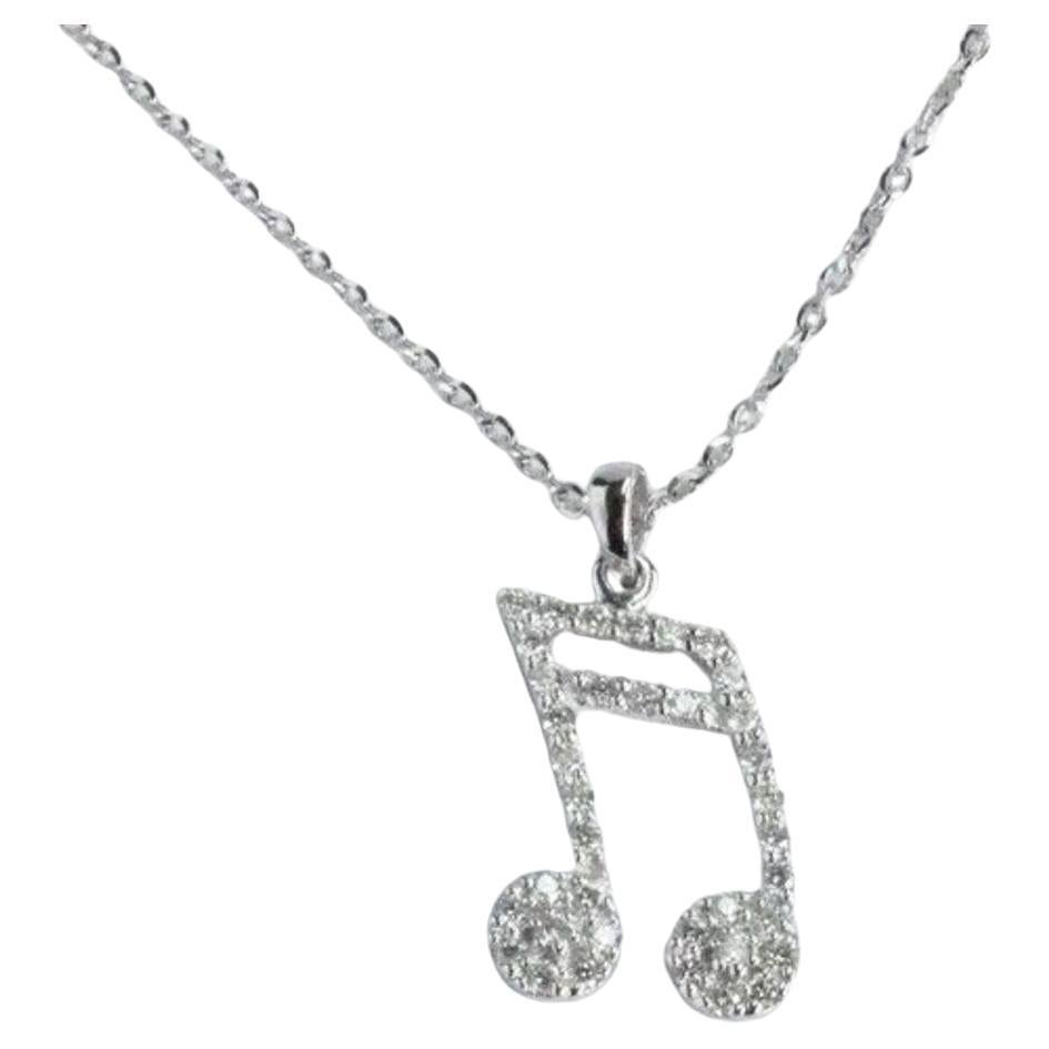 14k Solid Gold Diamond Music Note Necklace Treble Clef Necklace Musical