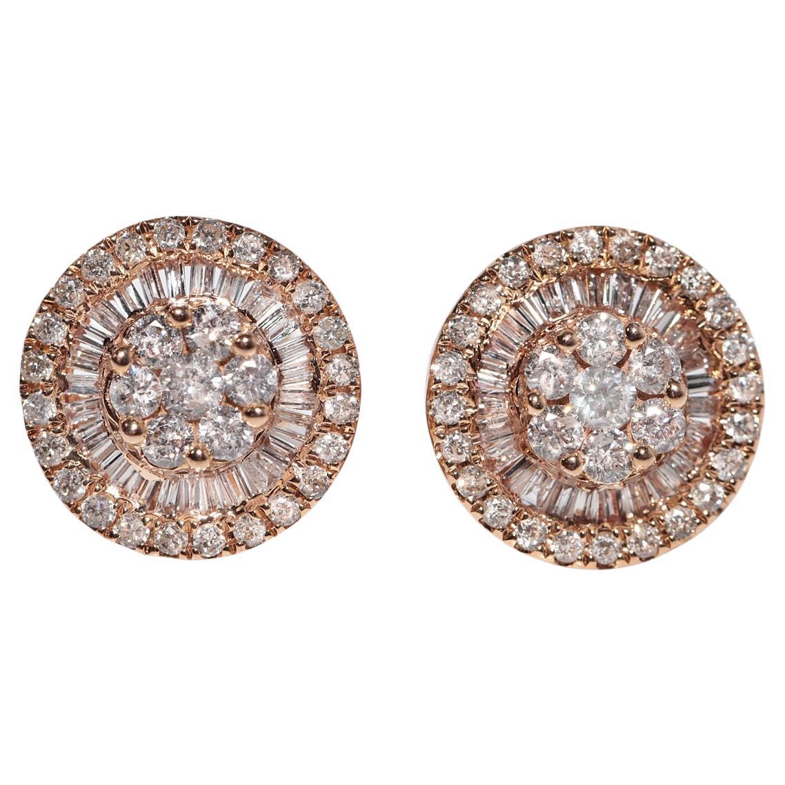 Orecchino con diamante naturale taglio Baguette e Brilliante in oro 18k