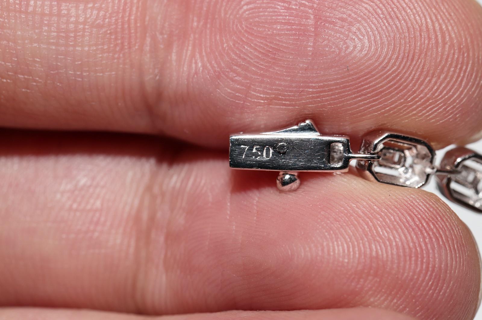 18k Gold Natürlicher Diamant im Baguetteschliff und Brillantschliff  Tennis-Armband im Angebot 7