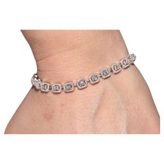 Or 18k Diamant naturel taille baguette et taille brillant  Bracelet de tennis