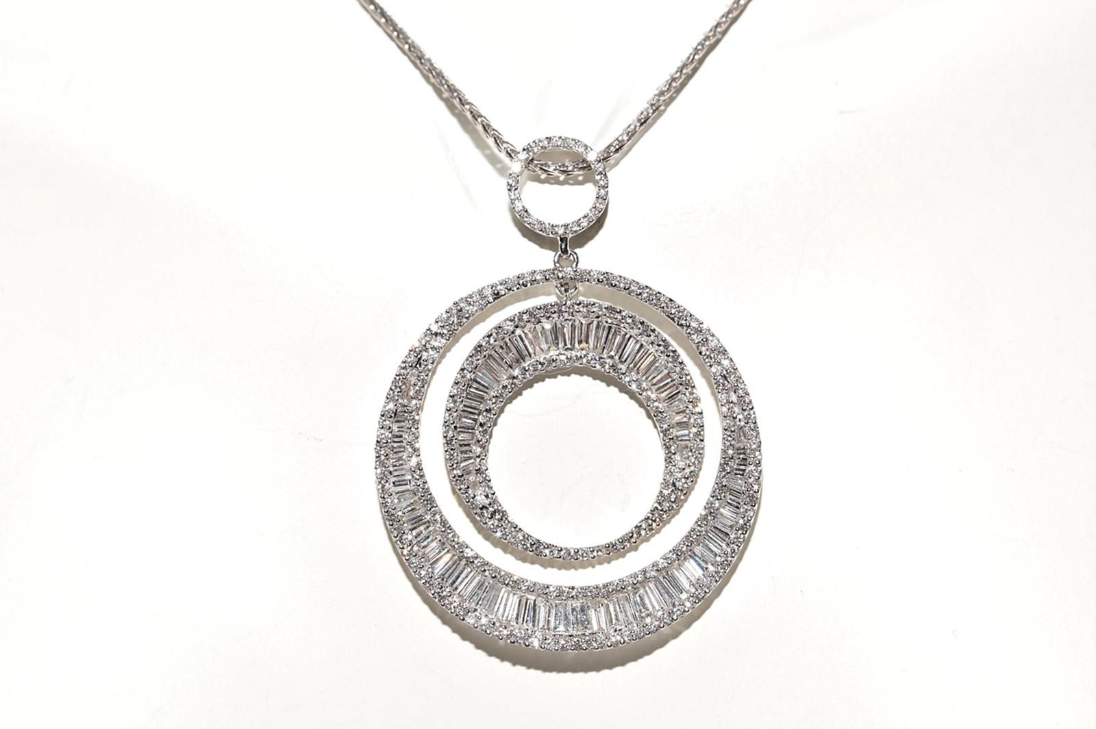 18 Karat Gold Natürlicher Baguetteschliff Diamant Dekorierter Anhänger Halskette (Moderne) im Angebot