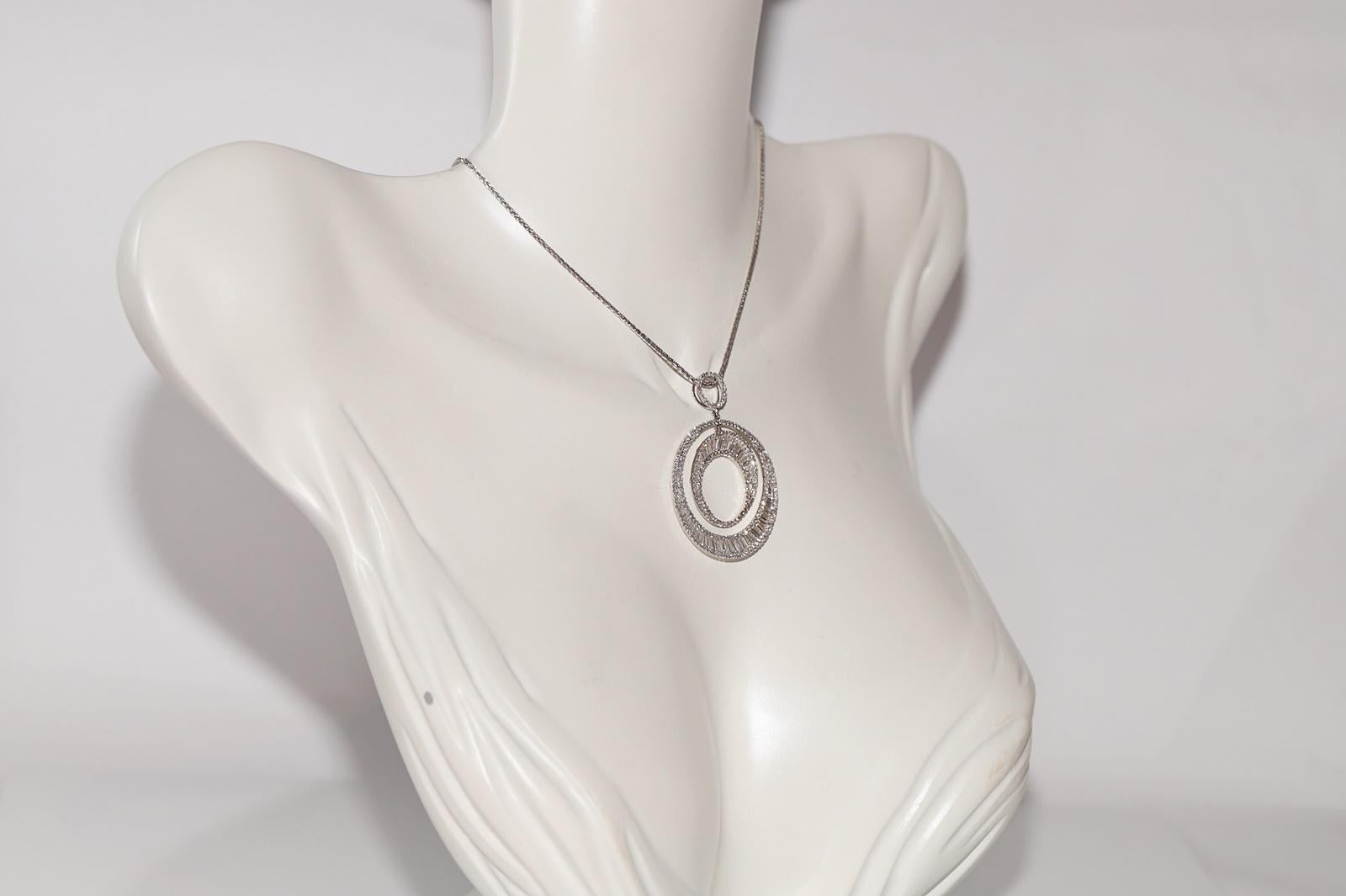 18 Karat Gold Natürlicher Baguetteschliff Diamant Dekorierter Anhänger Halskette im Zustand „Gut“ im Angebot in Fatih/İstanbul, 34