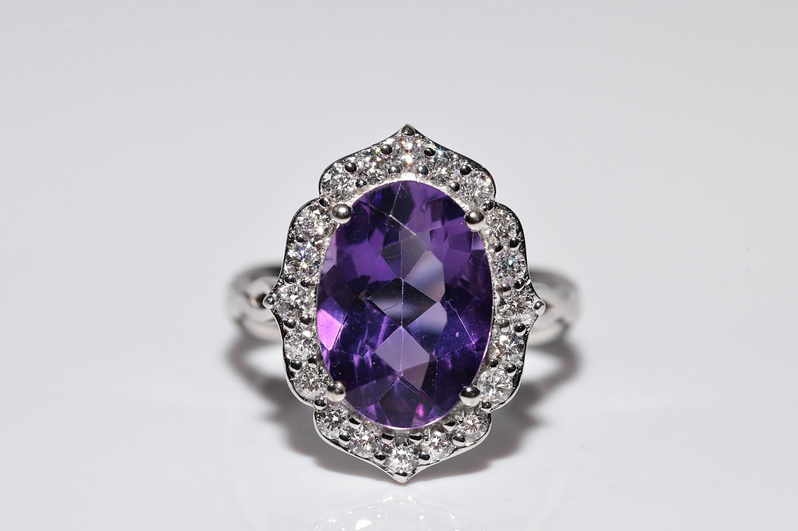 18 Karat Gold Natürlicher Diamant und Amethyst Dekorierter starker Ring im Angebot 3