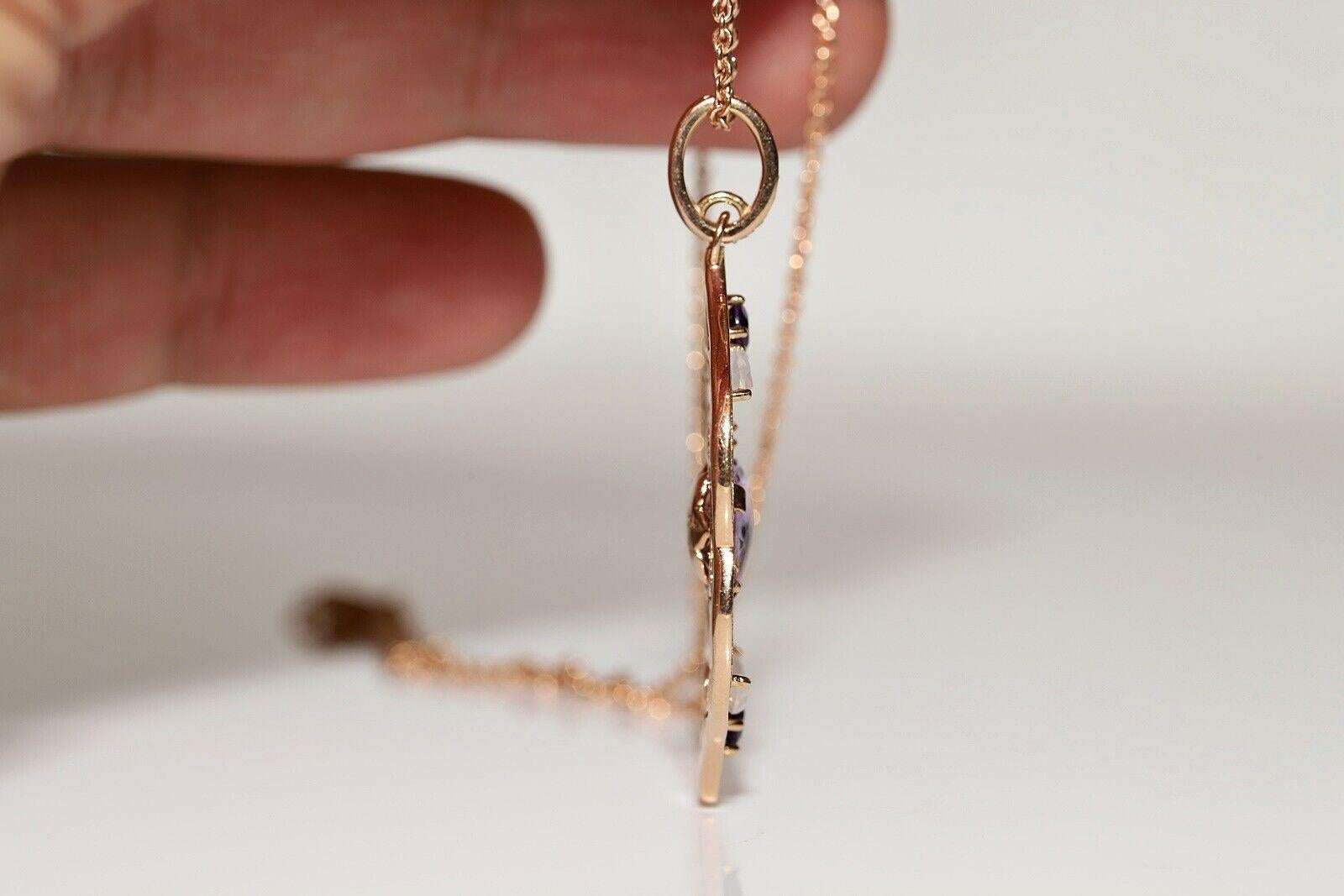 Collier pendentif en or 18 carats avec diamant naturel et améthyste décoré Bon état - En vente à Fatih/İstanbul, 34