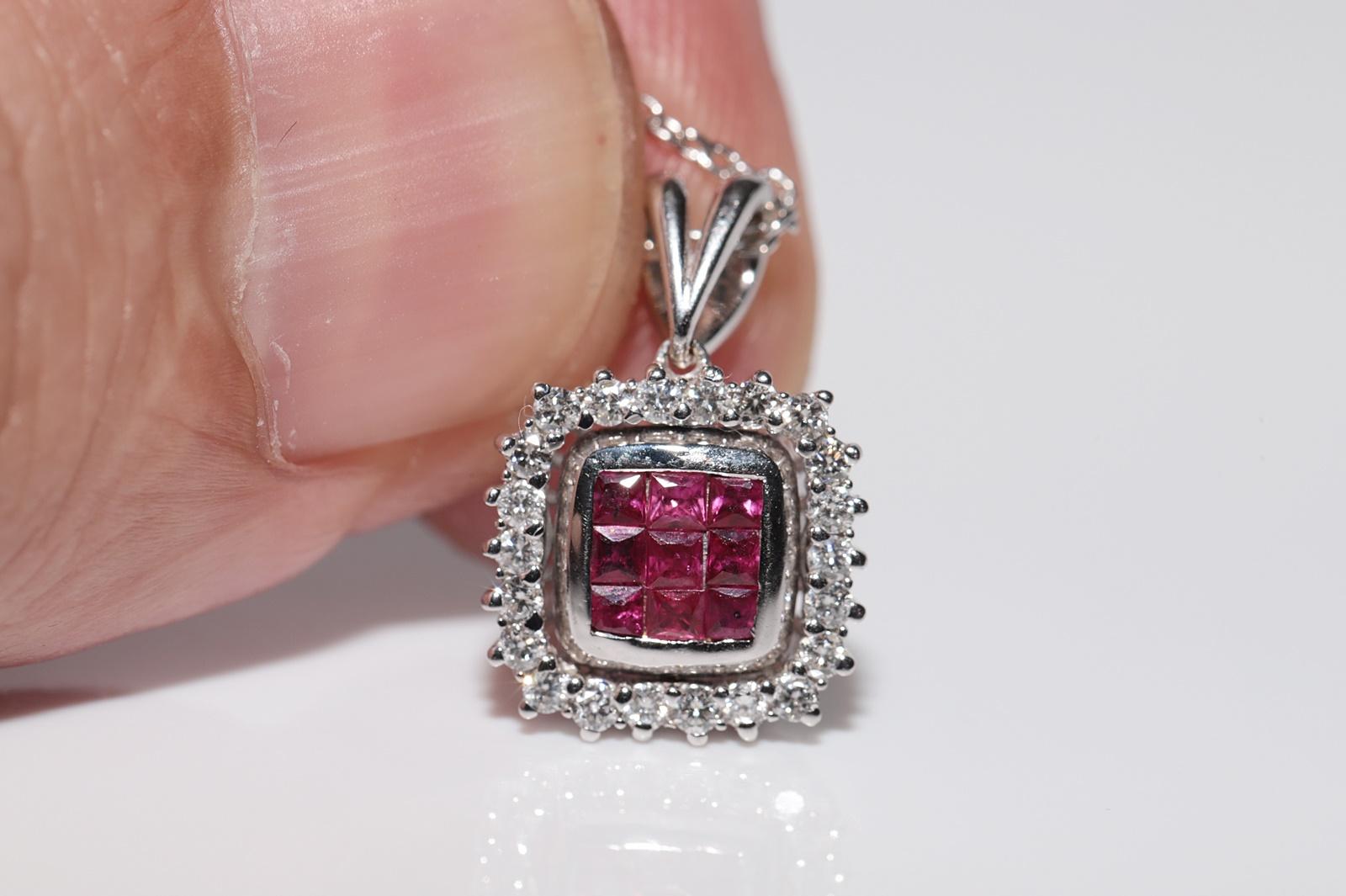 Collier à deux faces en or 18k orné de diamants naturels et de rubis taille baguette en vente 6
