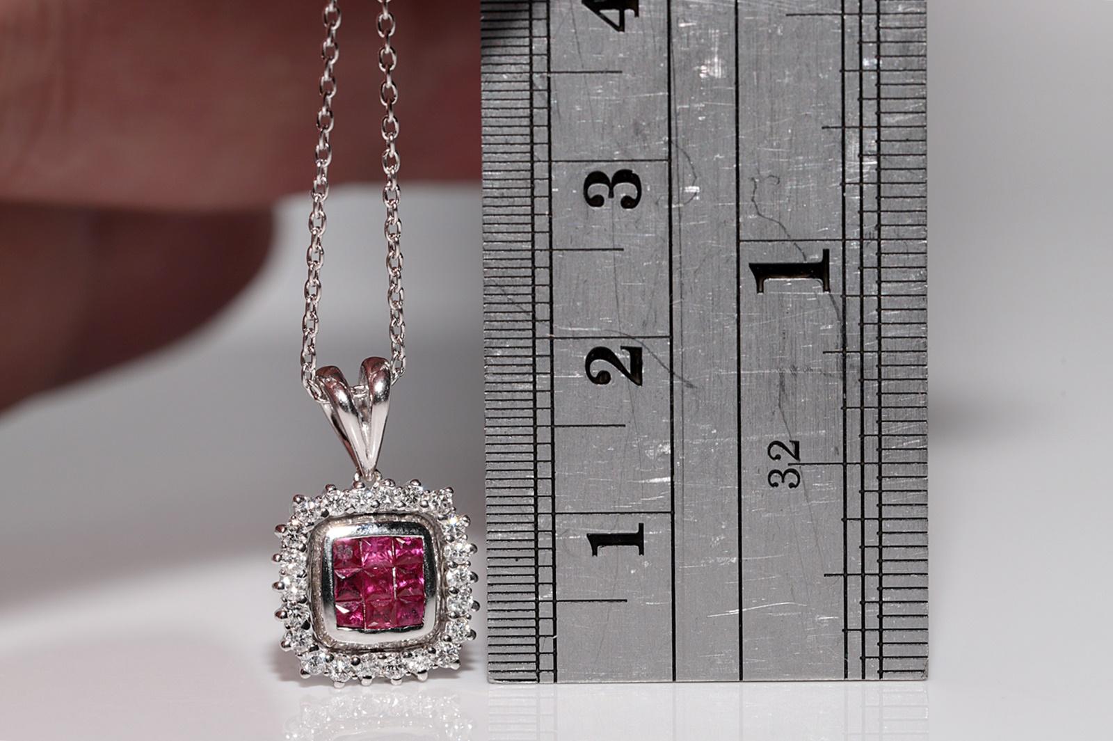 Collier à deux faces en or 18k orné de diamants naturels et de rubis taille baguette en vente 7