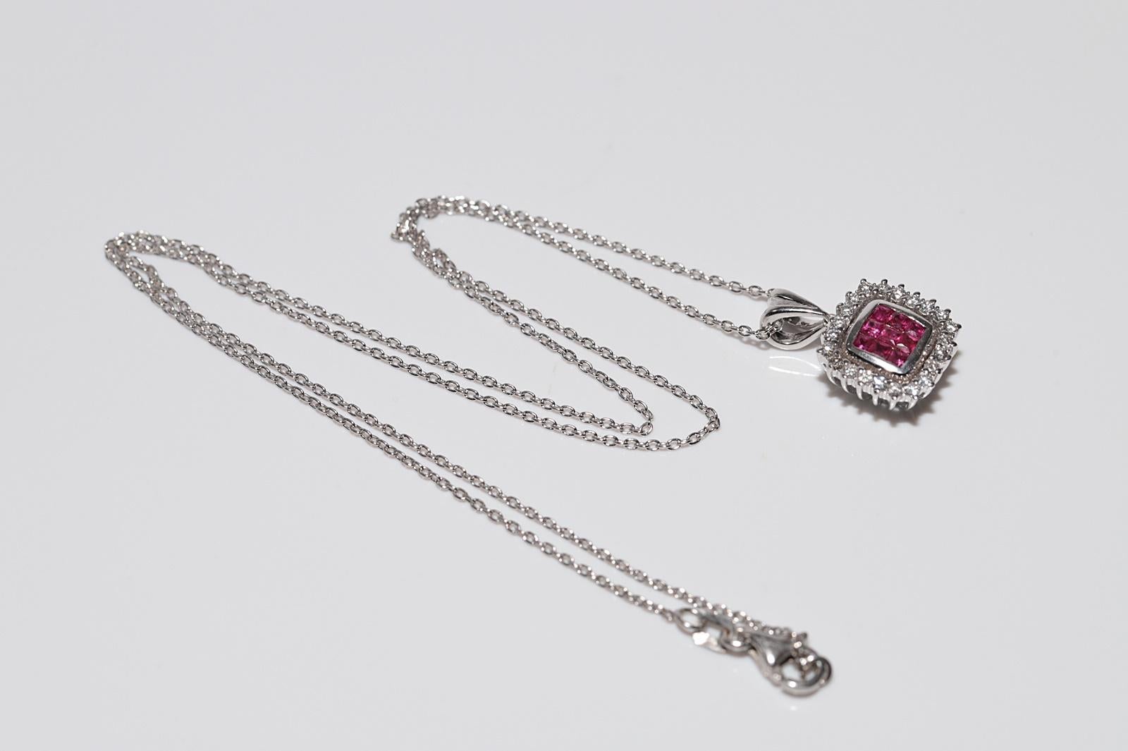 Collier à deux faces en or 18k orné de diamants naturels et de rubis taille baguette en vente 10
