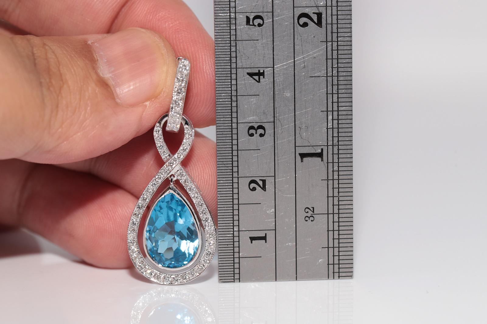 In sehr gutem Zustand.
Das Gesamtgewicht beträgt 14 Gramm.
Insgesamt ist der Diamant 2 ct.
Der Diamant ist G-H Farbe und vvs-vs Klarheit.
Insgesamt ist blauer Topas etwa 10 ct.
Die Schachtel ist nicht enthalten.
Bitte kontaktieren Sie uns bei Fragen.
