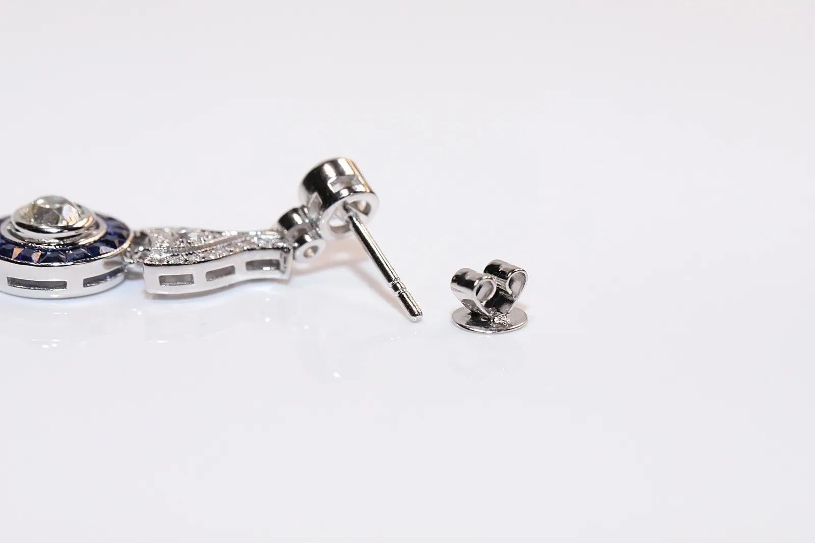 18K Gold Natural Diamond And Caliber Cut Emerald Decorated Drop Earring For Sale 5