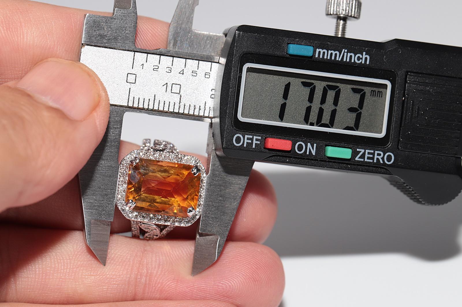 18 Karat Gold Natürlicher Diamant und Citrin Dekorierter starker Ring im Angebot 4