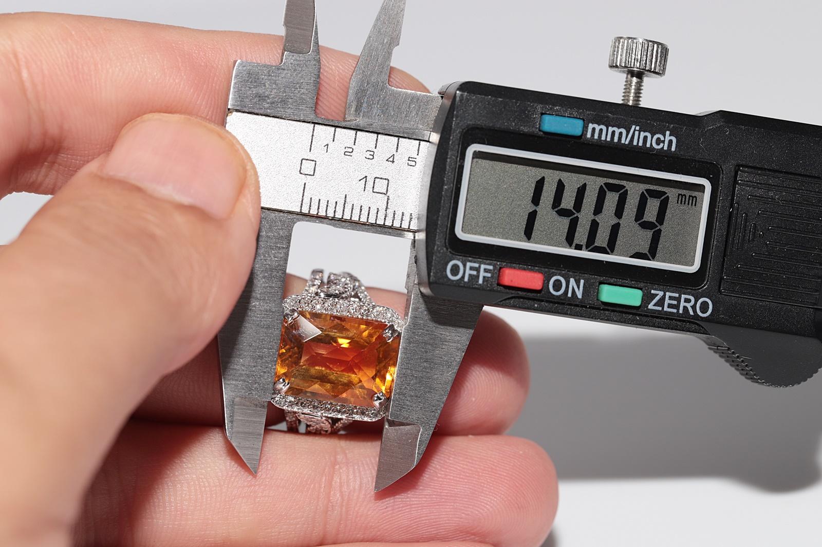 18 Karat Gold Natürlicher Diamant und Citrin Dekorierter starker Ring im Angebot 5