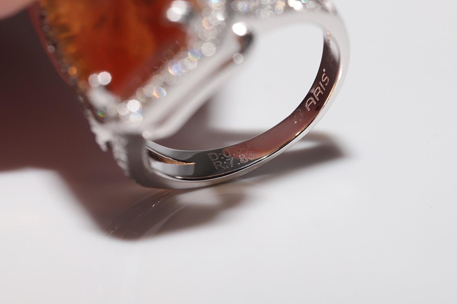18k Gold Natural Diamond And Citrine Decorated Strong Ring For Sale 6