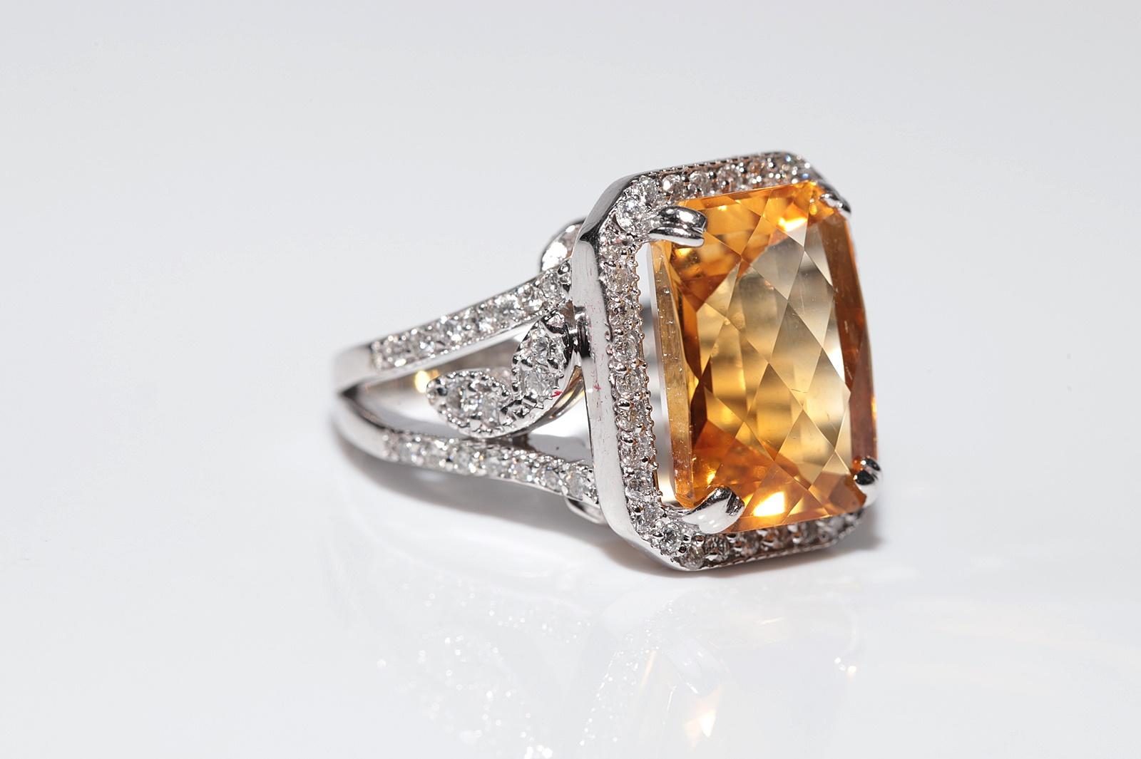 18k Gold Natural Diamond And Citrine Decorated Strong Ring In Good Condition For Sale In Fatih/İstanbul, 34