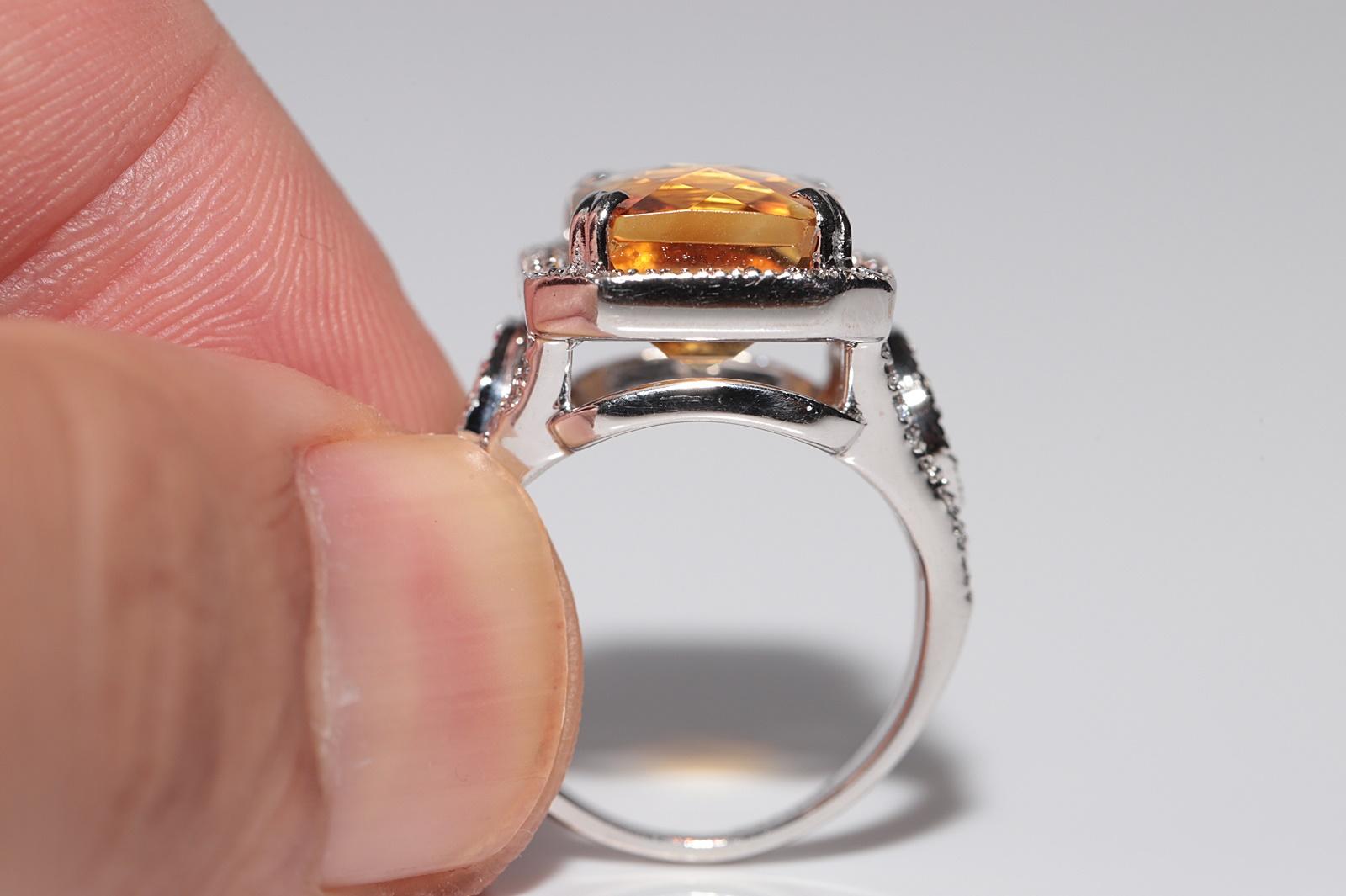 18k Gold Natural Diamond And Citrine Decorated Strong Ring For Sale 1