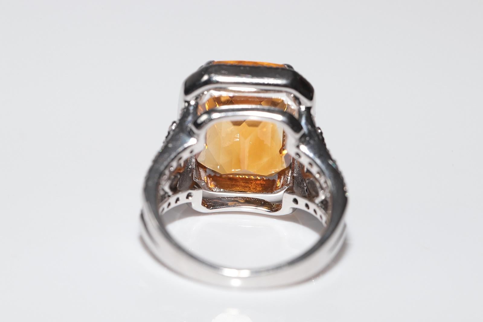 18k Gold Natural Diamond And Citrine Decorated Strong Ring For Sale 2