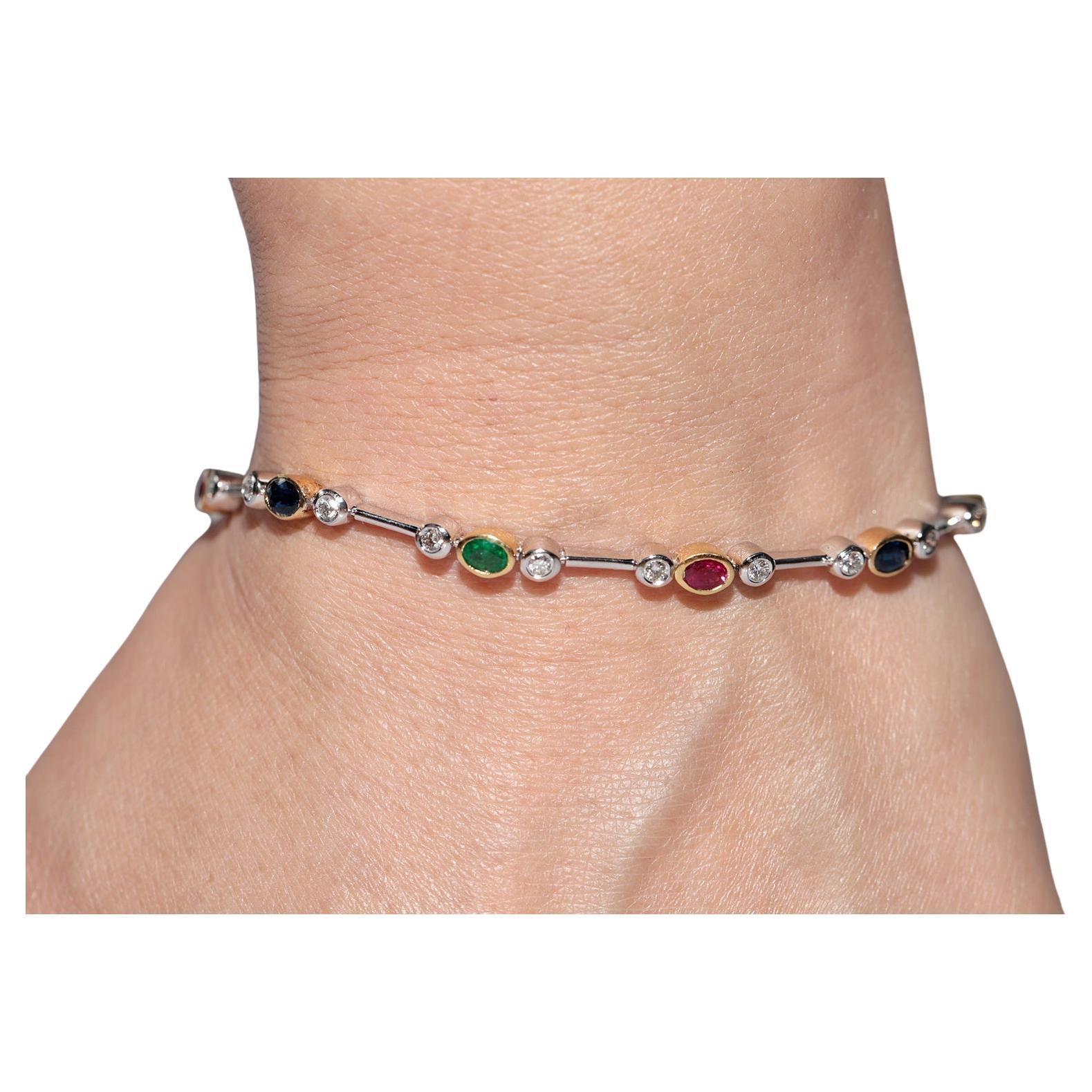 Bracelet tennis en or 18 carats avec diamants naturels, émeraudes, saphirs et rubis