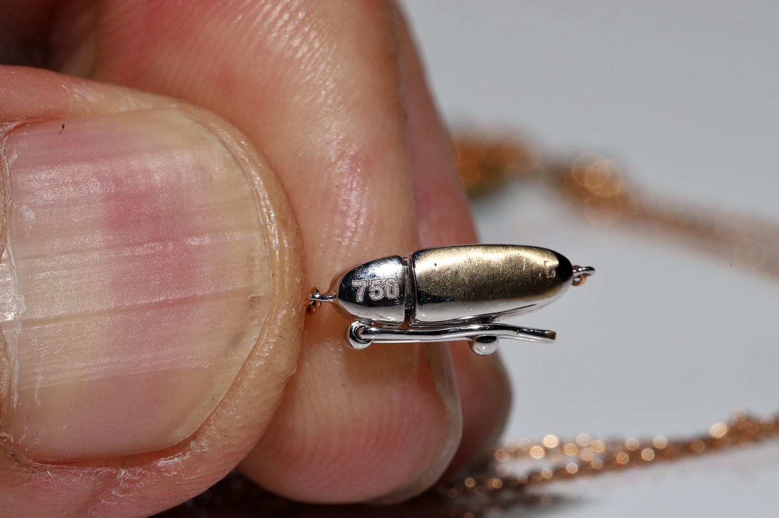 Collana con diamanti naturali e smalto decorato in oro 18k in vendita 4