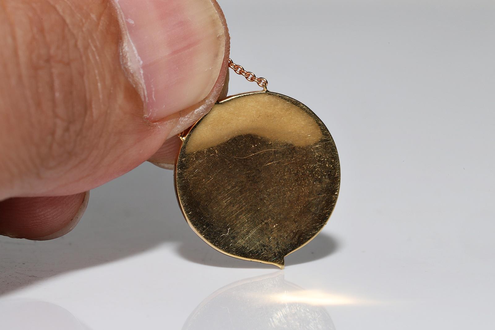 Collana con diamanti naturali e smalto decorato in oro 18k in vendita 3