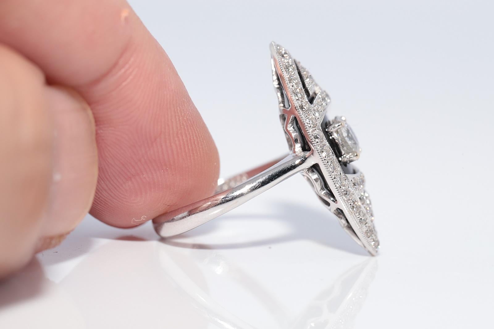 Donna Anello Navette decorato con diamanti naturali e onice in oro 18k in vendita