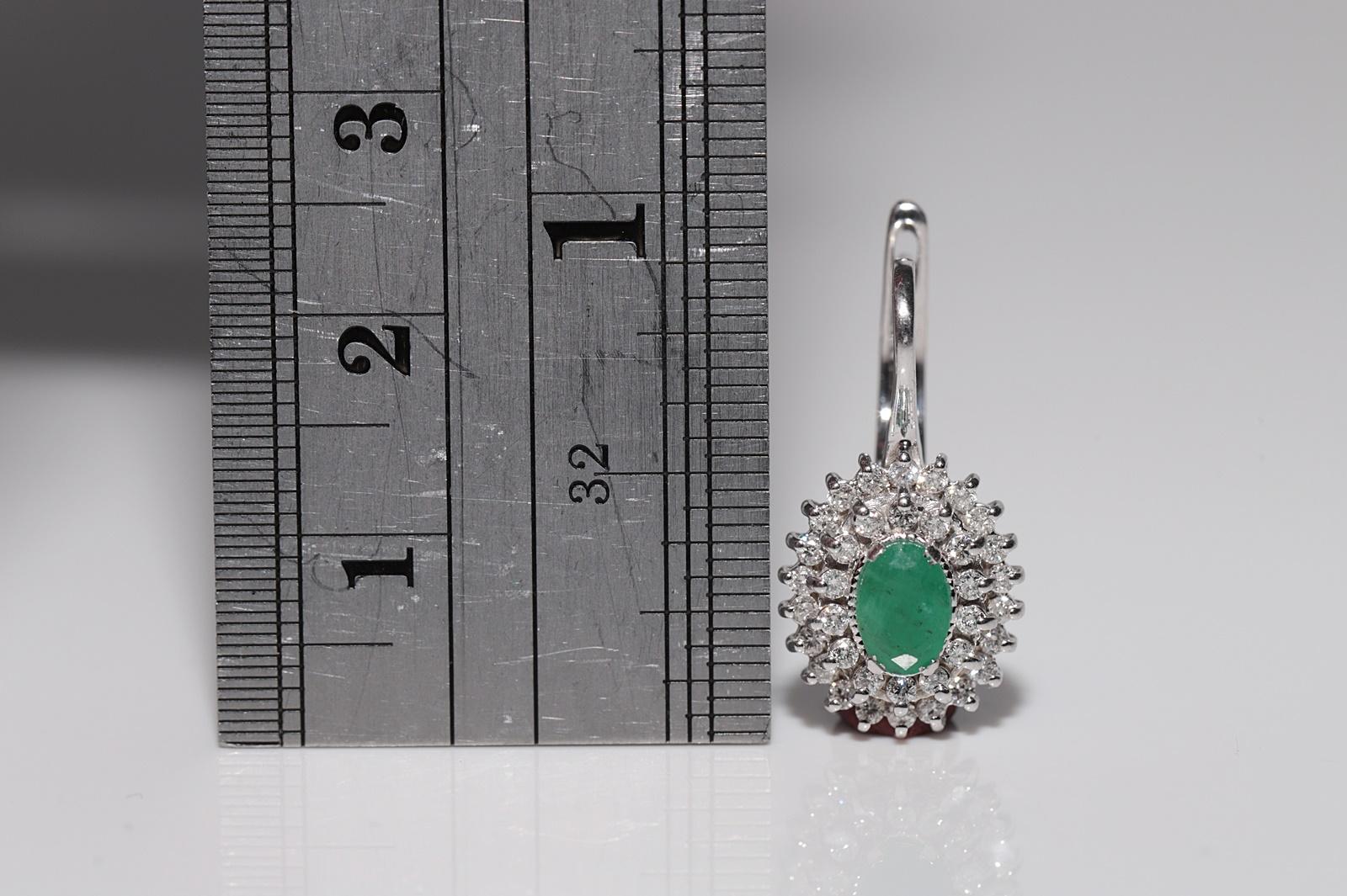 18k Gold Natural Diamond And Oval Cut Emerald Earring im Zustand „Gut“ im Angebot in Fatih/İstanbul, 34