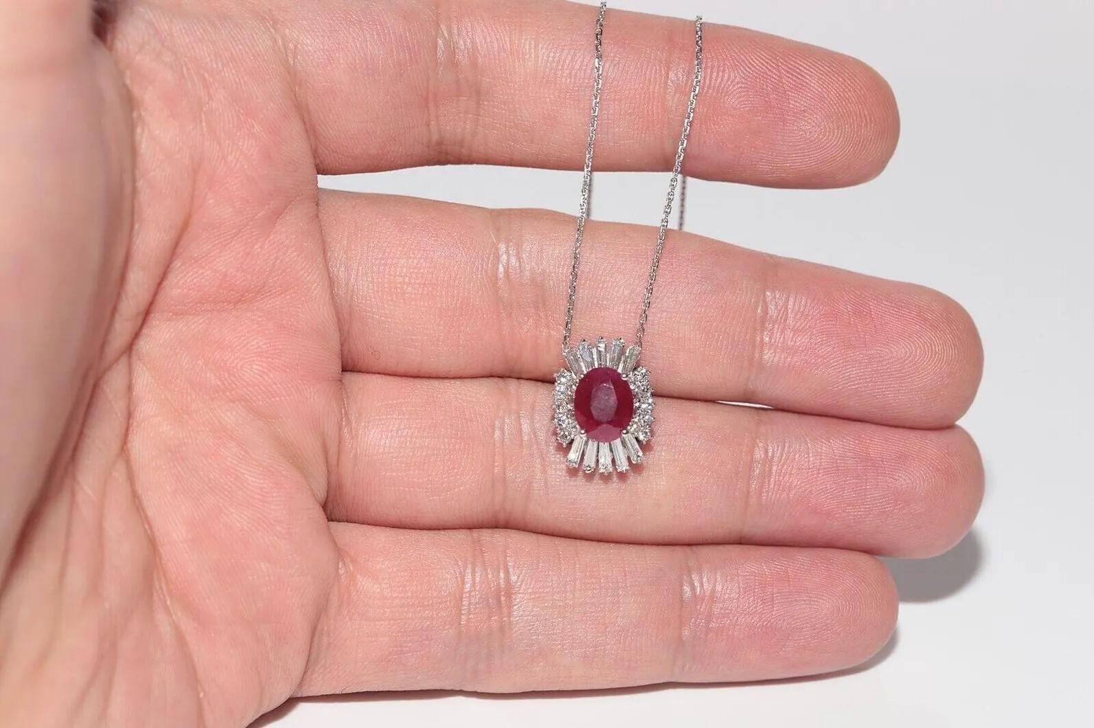 Collier pendentif décoré de diamants naturels et de rubis taille ovale en or 18 carats Bon état - En vente à Fatih/İstanbul, 34