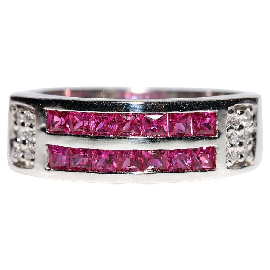 Princess Cut Ruby Diamond Ring Stacking Stack 14 Karat Gold Wedding ...