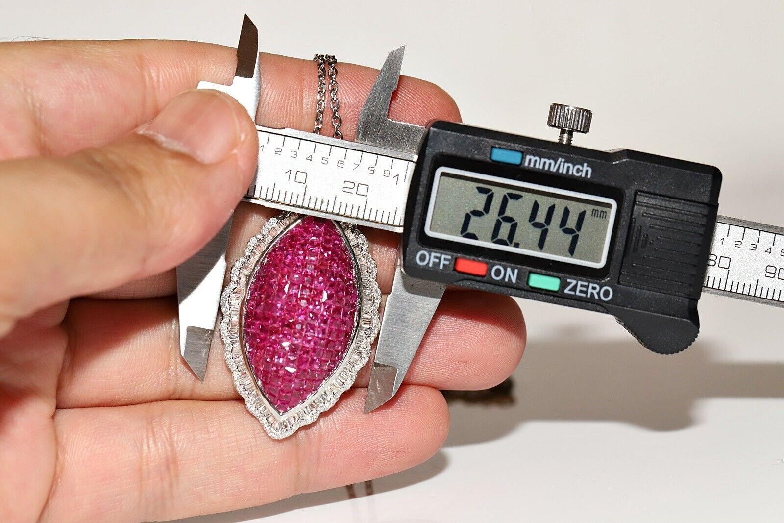 18 Karat Gold Natürlicher Diamant und Rubin im Prinzessinnenschliff Dekorierte erstaunliche Halskette im Angebot 4