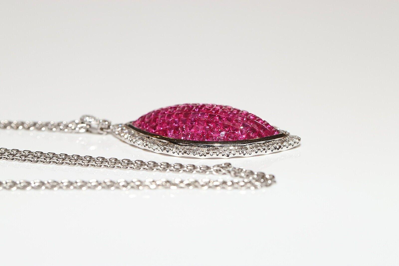 18 Karat Gold Natürlicher Diamant und Rubin im Prinzessinnenschliff Dekorierte erstaunliche Halskette im Angebot 6