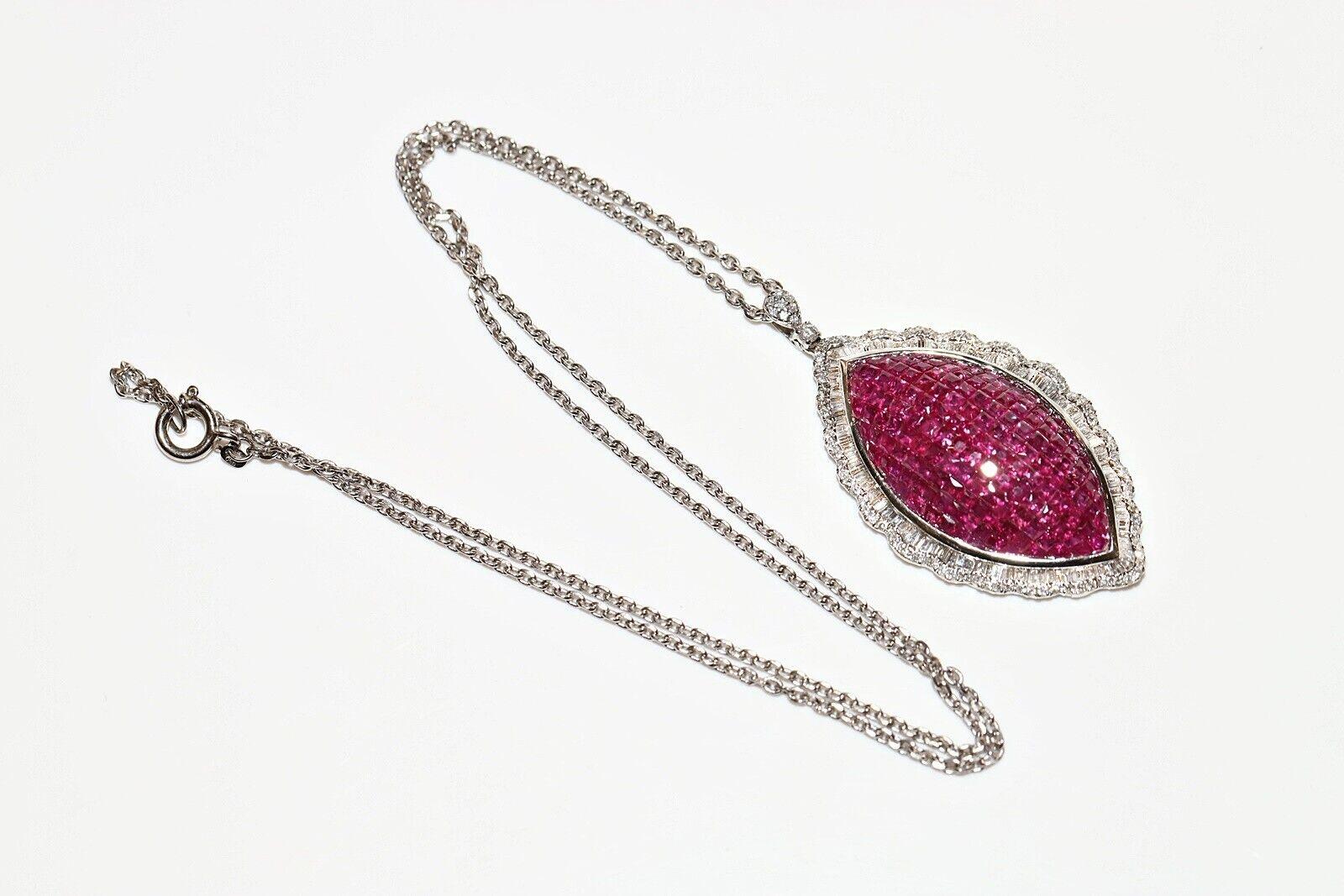 18 Karat Gold Natürlicher Diamant und Rubin im Prinzessinnenschliff Dekorierte erstaunliche Halskette im Angebot 7