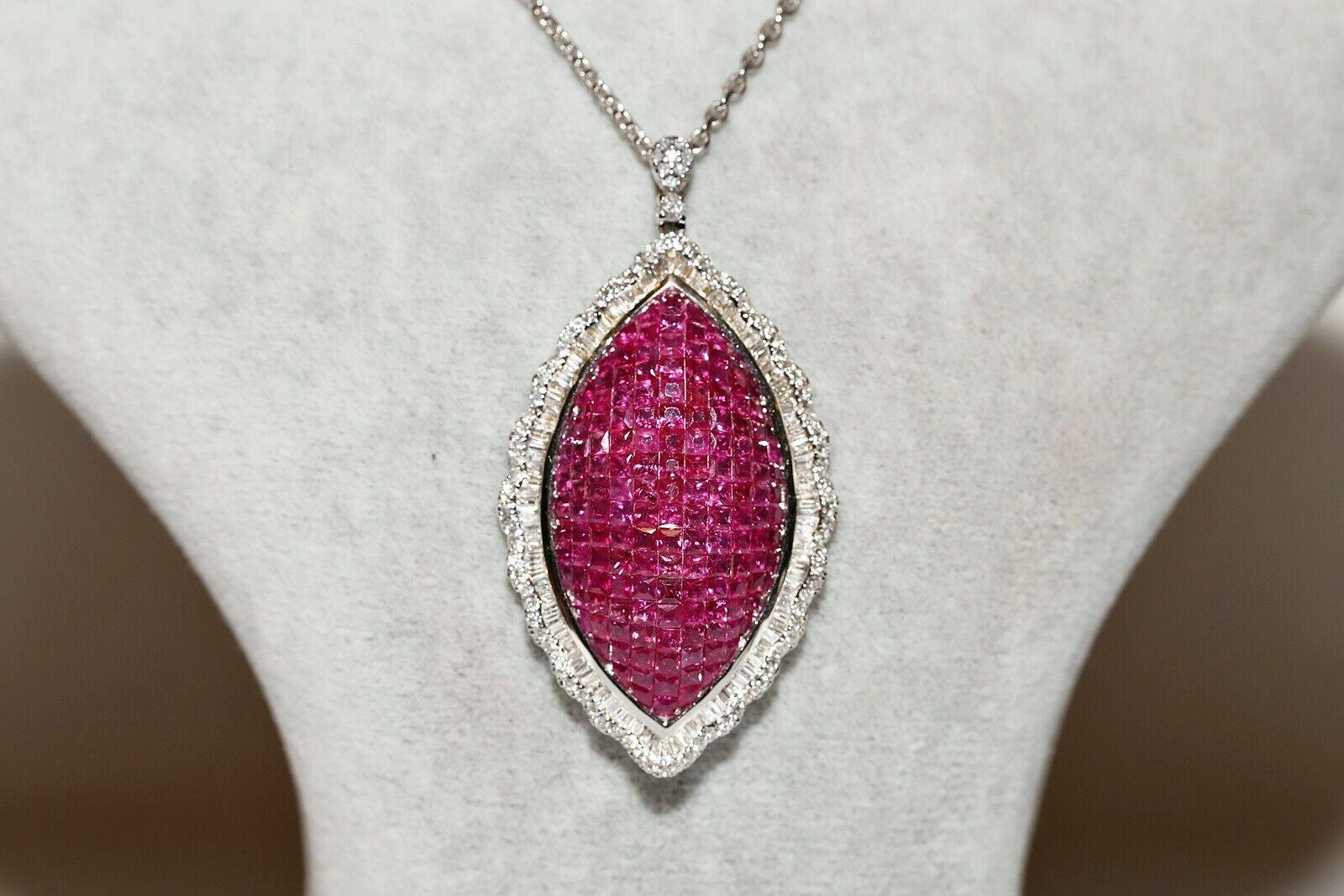 18 Karat Gold Natürlicher Diamant und Rubin im Prinzessinnenschliff Dekorierte erstaunliche Halskette im Angebot 9