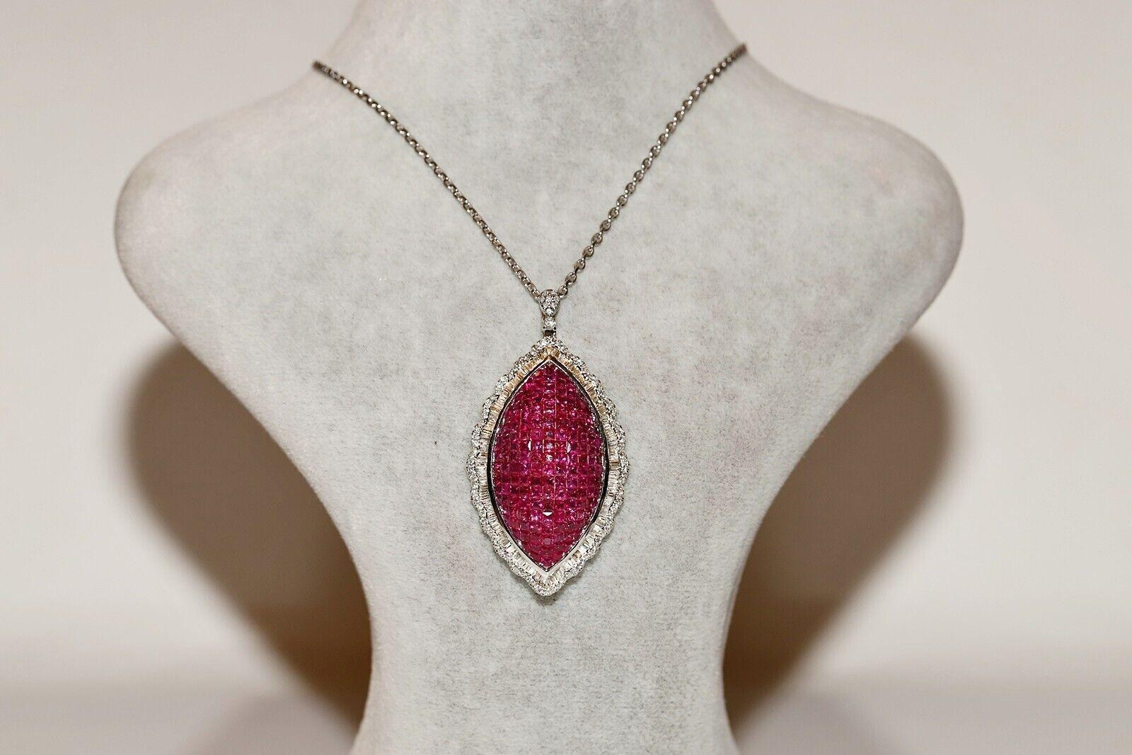 18 Karat Gold Natürlicher Diamant und Rubin im Prinzessinnenschliff Dekorierte erstaunliche Halskette im Angebot 10