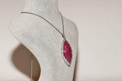 18k Gold Natural Diamond And Princess Cut Ruby Decorated Amazing Necklace