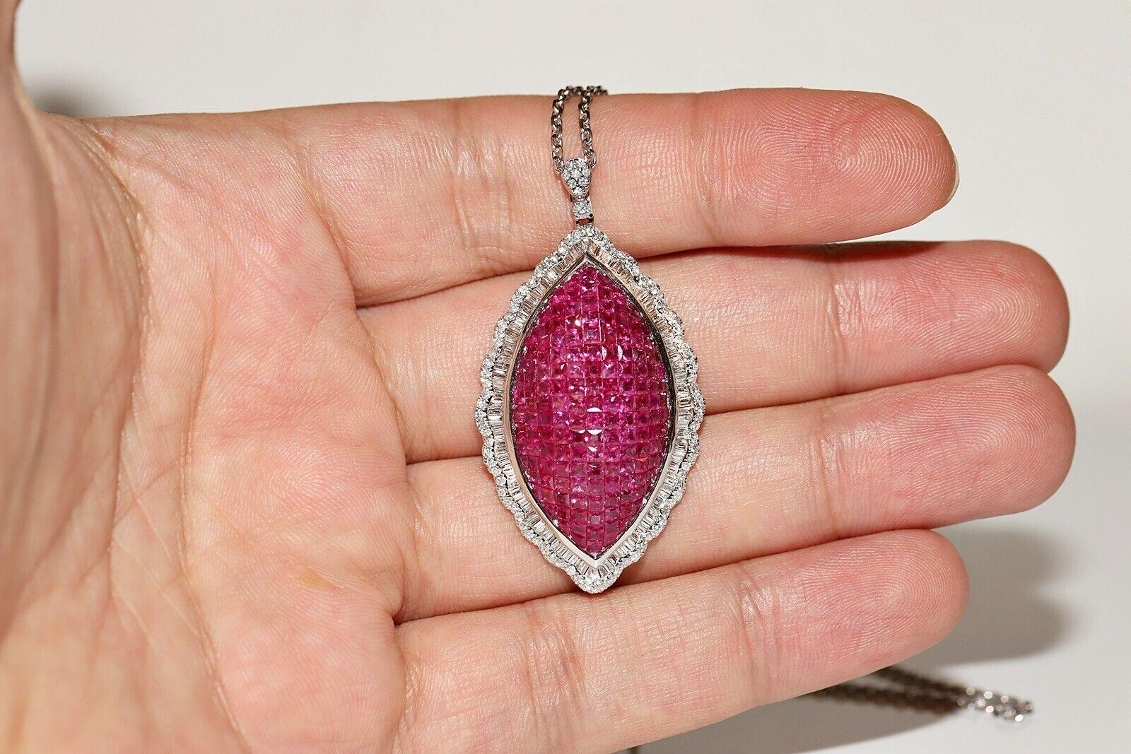 18 Karat Gold Natürlicher Diamant und Rubin im Prinzessinnenschliff Dekorierte erstaunliche Halskette im Angebot 1