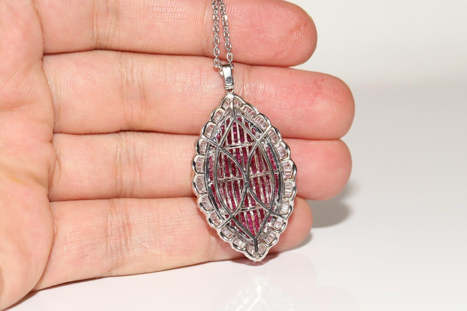 18 Karat Gold Natürlicher Diamant und Rubin im Prinzessinnenschliff Dekorierte erstaunliche Halskette im Angebot 3