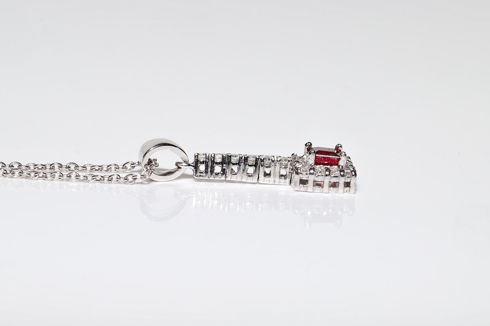 Modern 18k Gold Natural Diamond And Ruby Decorated Pendant Necklace For Sale