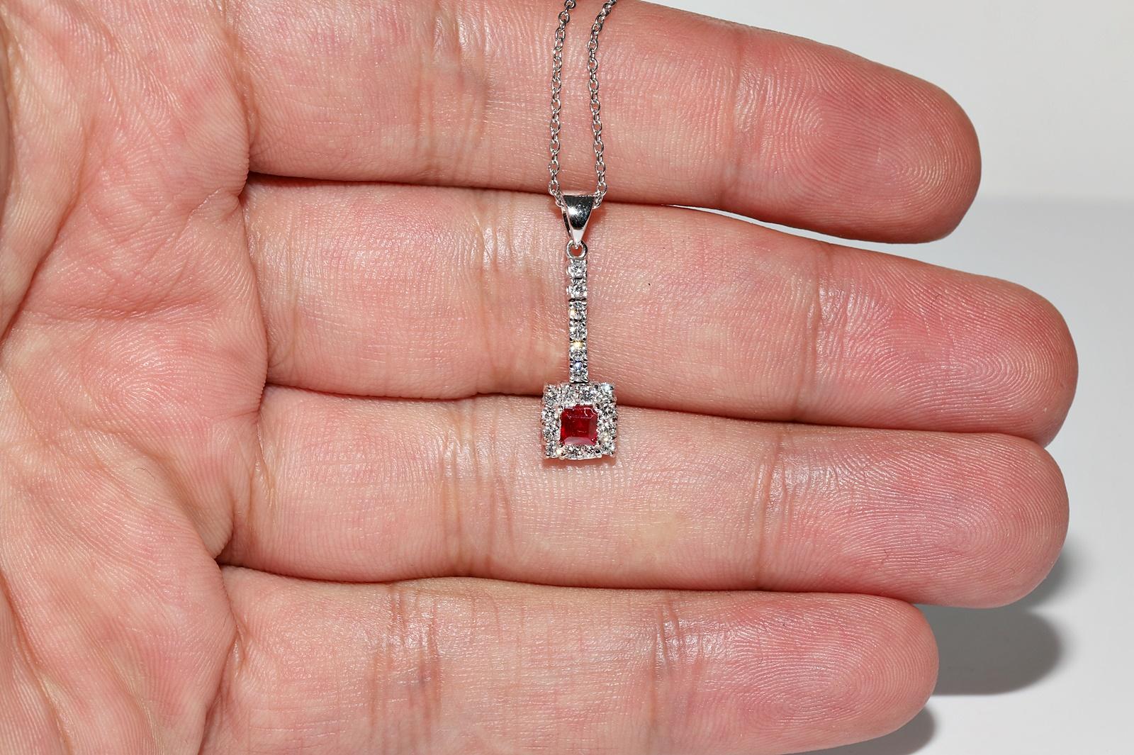 Collier pendentif en or 18k orné de diamants naturels et de rubis Bon état - En vente à Fatih/İstanbul, 34