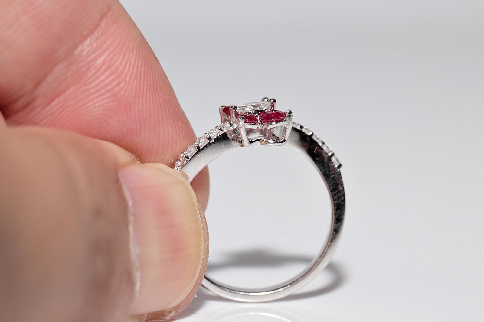 Anello decorato con diamanti naturali e rubini in oro 18 carati In condizioni buone in vendita a Fatih/İstanbul, 34