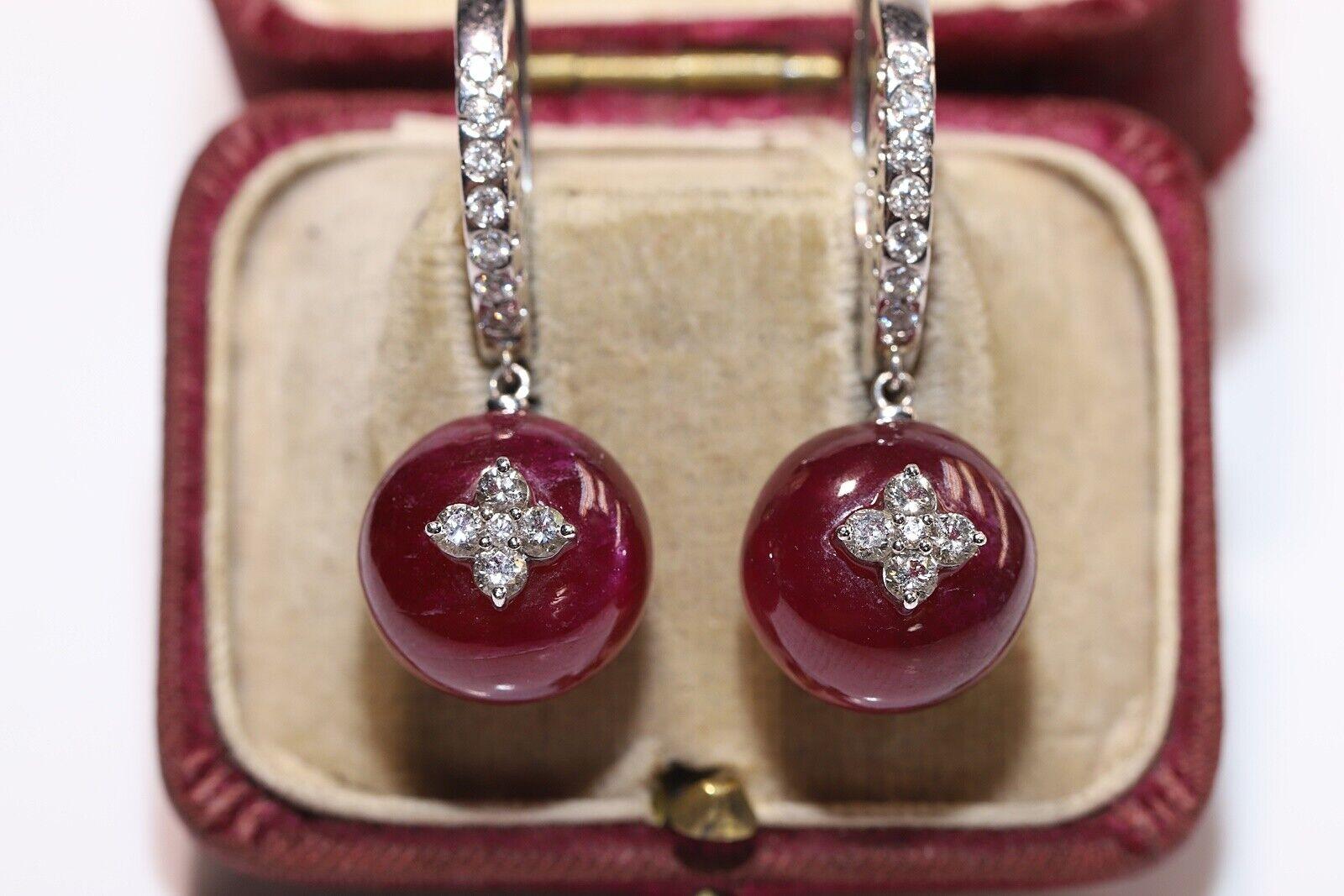 18k Gold Natural Diamond And Ruby Italy Made Ponte Vecchio Brand Drop Earring  For Sale 6