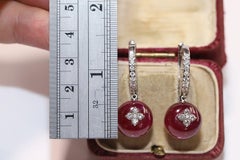 18k Gold Natural Diamond And Ruby Italy Made Ponte Vecchio Brand Drop Earring