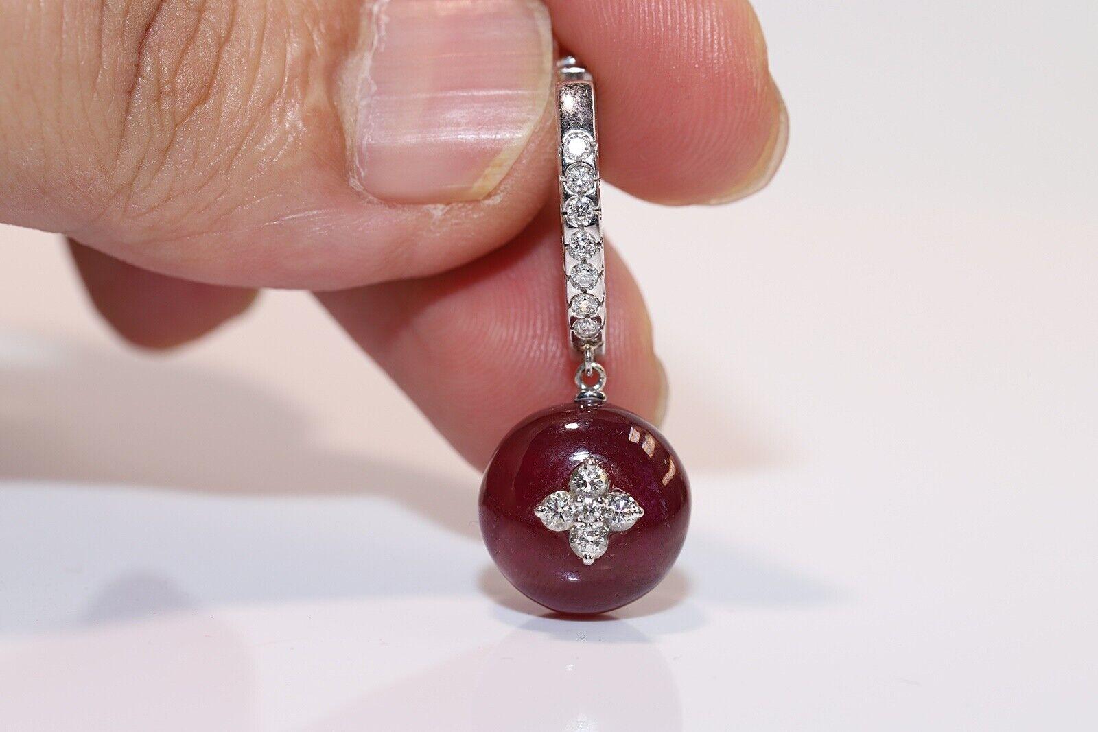 Taille brillant Boucle d'oreille pendante en or 18 carats avec diamant naturel et rubis, fabriquée en Italie par Ponte Vecchio en vente
