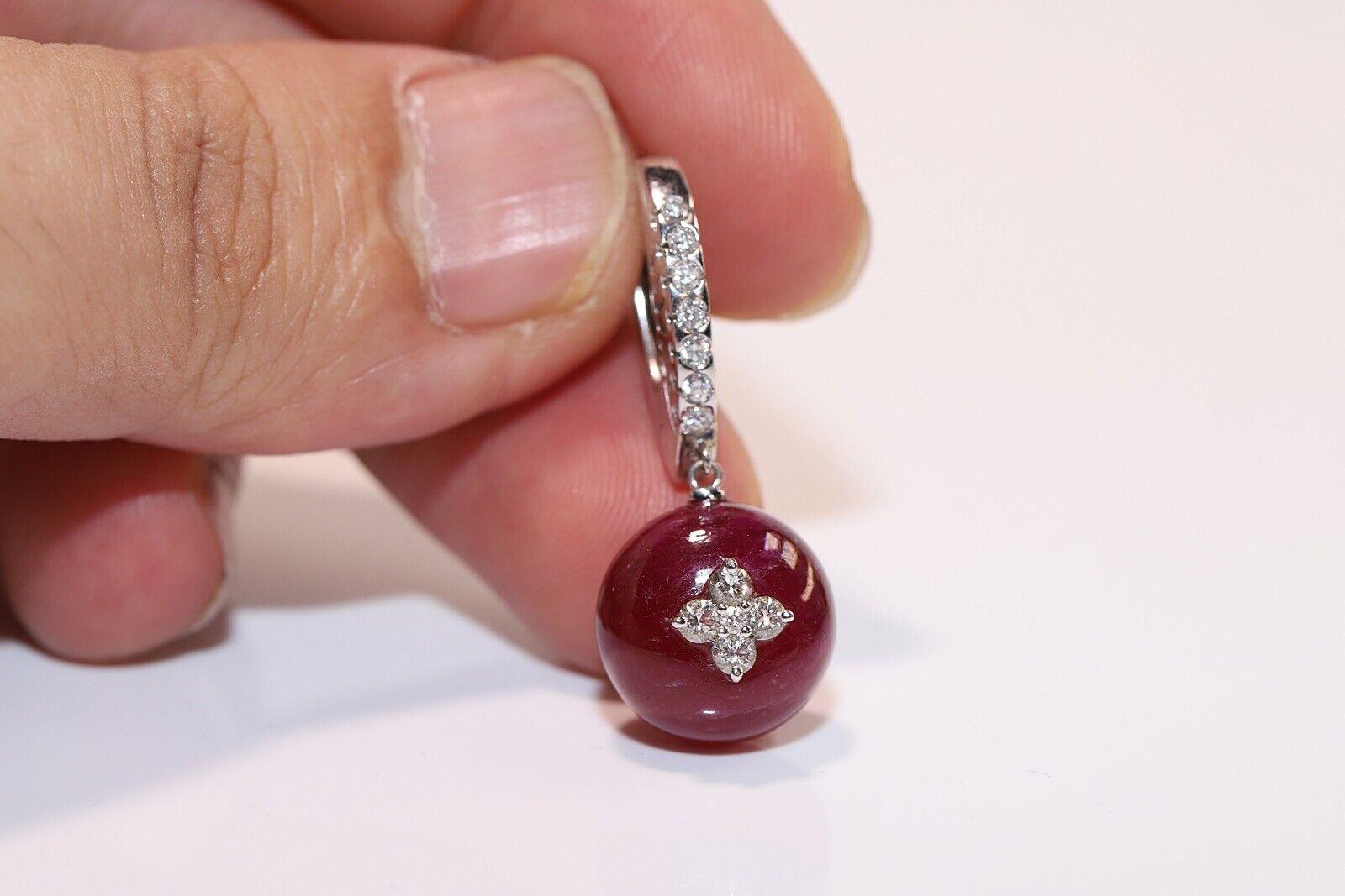 Boucle d'oreille pendante en or 18 carats avec diamant naturel et rubis, fabriquée en Italie par Ponte Vecchio Bon état - En vente à Fatih/İstanbul, 34